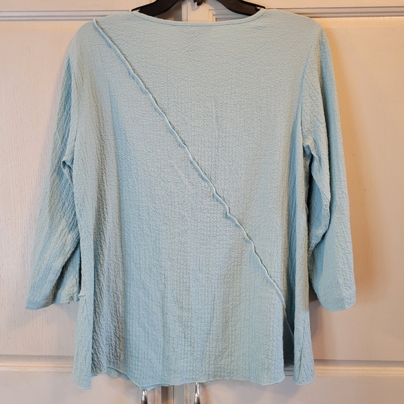 Ali Miles Aqua Light Blue Crinkle Top Blouse - Picture 2 of 6